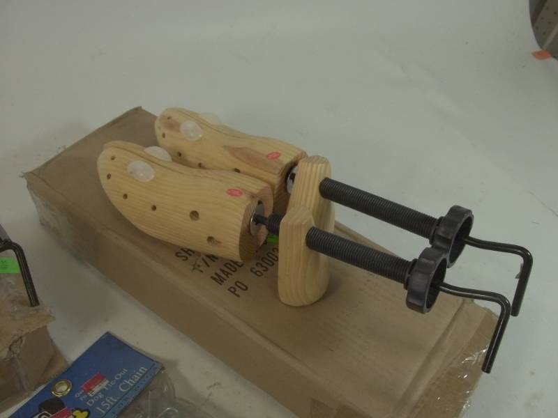 lot 277 image: 2 Shoe Stretchers, 2 T ball Gloves ,  Dog Chain and Cassette Recorder