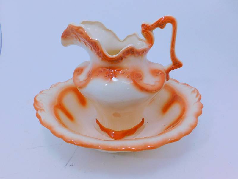 lot 30 image: Ceramic Water Pitcher & Bowl