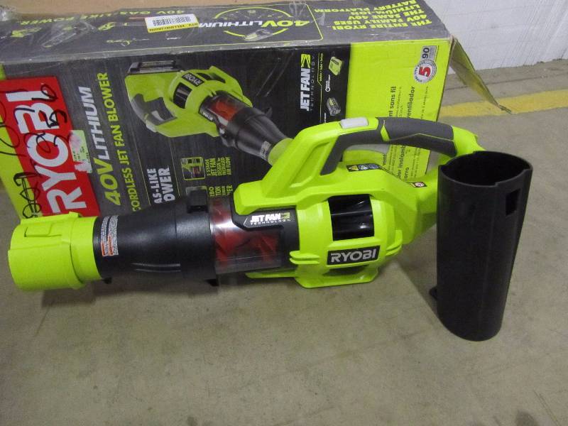 lot 11 image: Ryobi 110 MPH 480 CFM Variable-Speed 40-Volt Lithium-Ion Cordless Jet Fan Leaf Blower