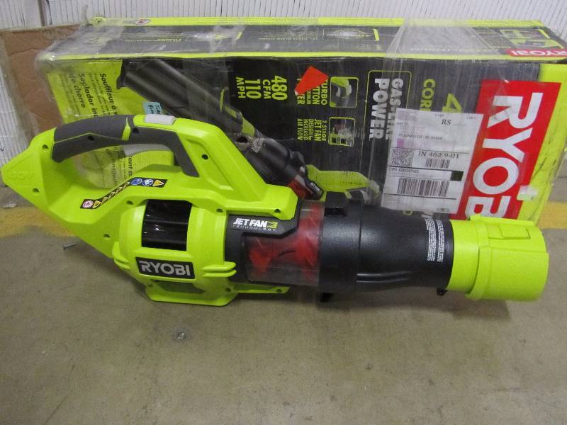 lot 12 image: Ryobi 110 MPH 480 CFM Variable-Speed 40-Volt Lithium-Ion Cordless Jet Fan Leaf Blower