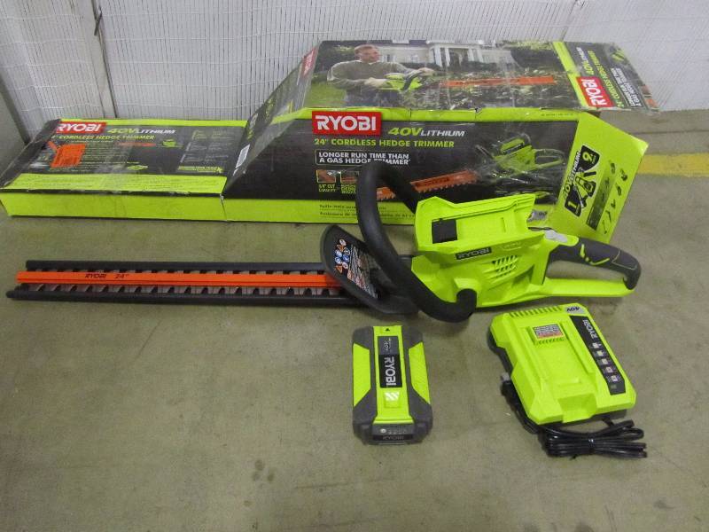 lot 14 image: Ryobi 24 in. 40-Volt Lithium-Ion Cordless Hedge Trimmer