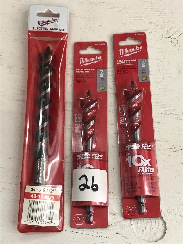 lot 26 image: (3) Milwaukee Bits