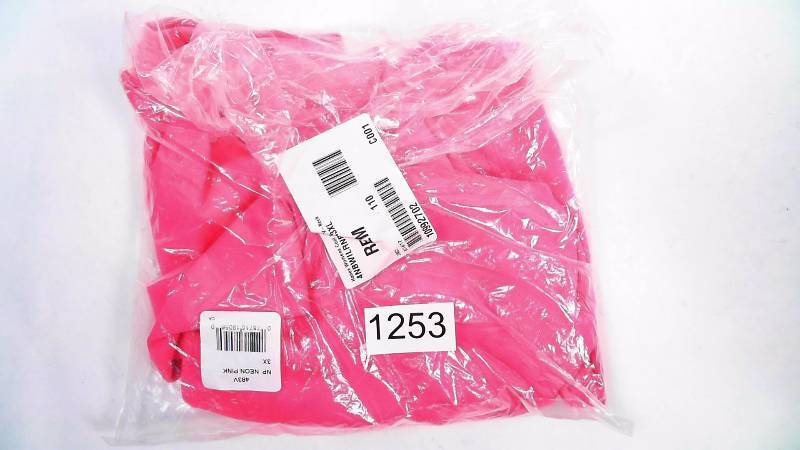 lot 1253 image: Hanes Womens Cool DRI V-Neck T-Shirt Neon Pink 3XL