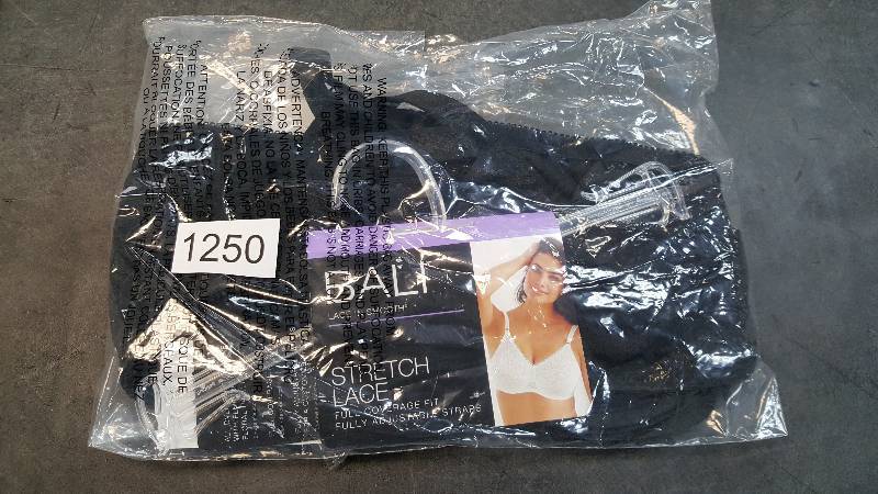 lot 1250 image: Womens Bali Lace Seamless Underwire Black Bra 36 C