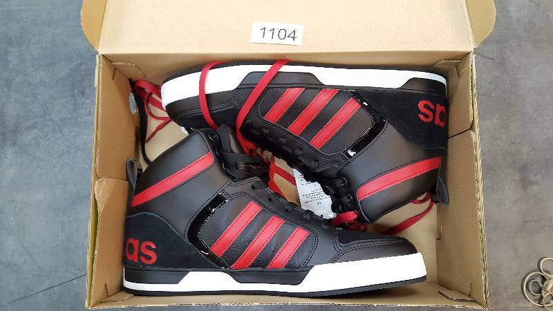 lot 1104 image: adidas NEO Mens Raleigh 9tis Mid-High Basketball Shoe  Shoes Black-Red size 11