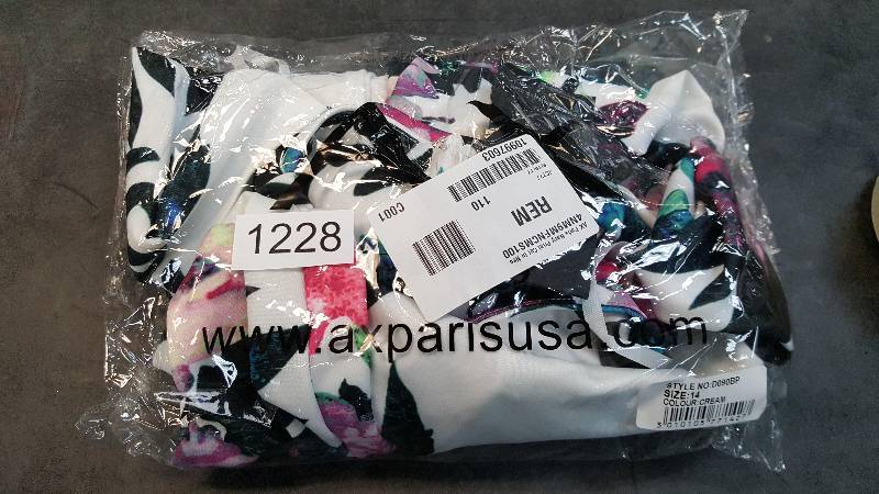 lot 1228 image: Womens AX Paris Navy Print Cut In Neck Dress Cream 10