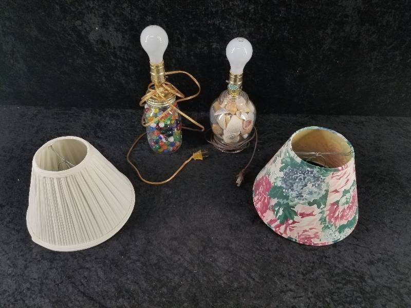 lot 85 image: Lot - Lamps with Marbles & Shells