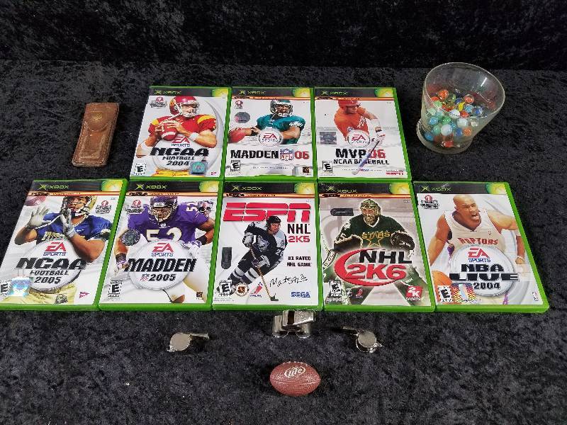 lot 58 image: Lot - Misc XBOX Games, Marbles, NFL Whistle, Etc