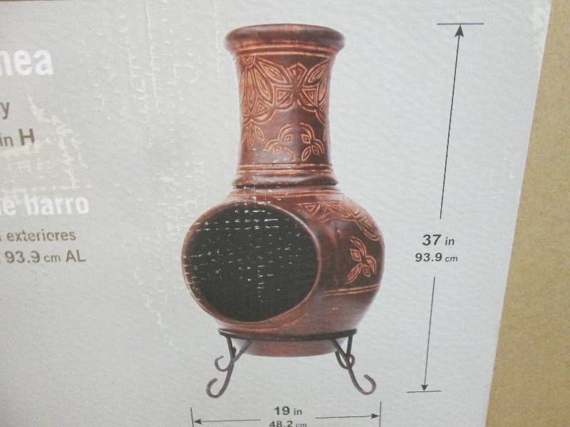 37 in. Clay KD Chiminea with Iron S...