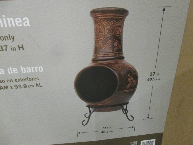 37 in. Clay KD Chiminea with Iron S...