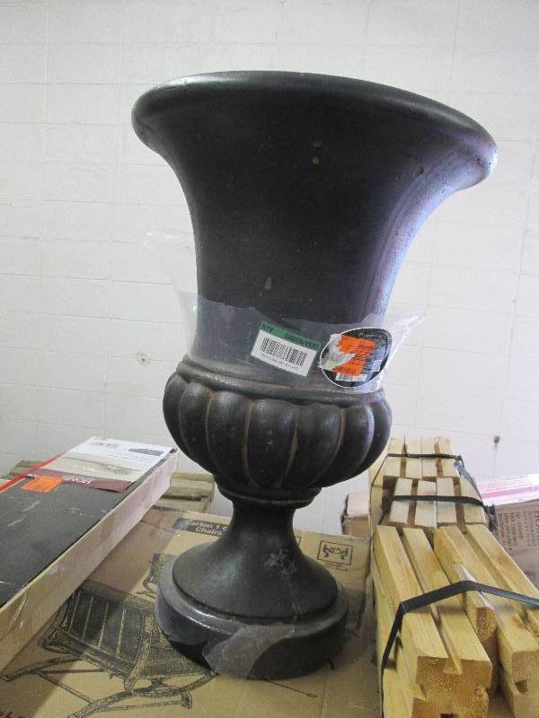 29 in. H Charcoal Stone Bulbous Urn...