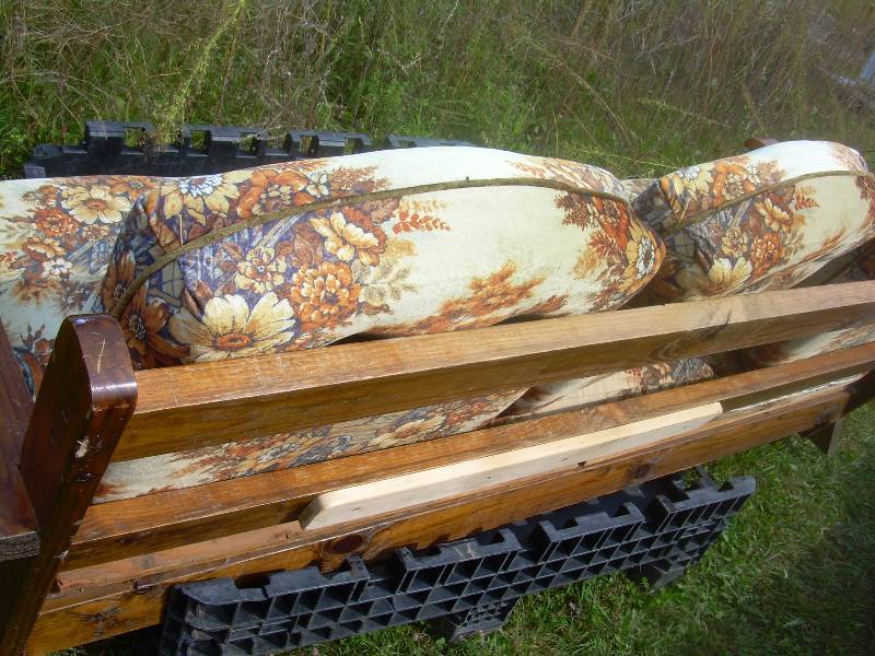 FULL SIZE WOOD FRAMED COUCH