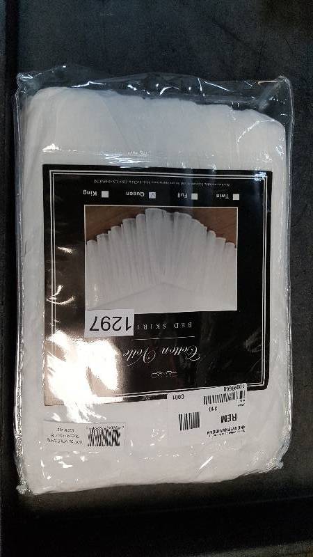 lot 1297 image: Greenland Home Cotton Voile White 15 Dust Ruffle - Queen Size