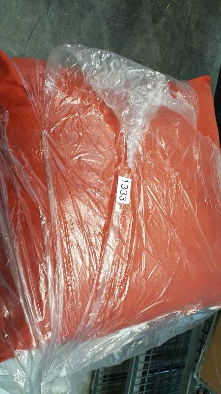 lot 1333 image: Pair of Suede-Look 22 Decorative Pillows - Tangerine