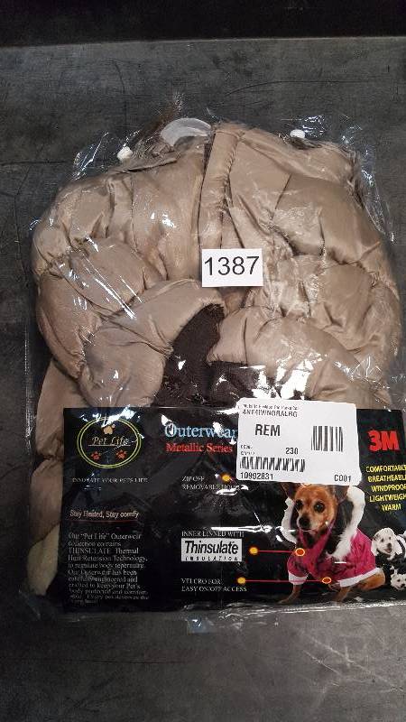 lot 1387 image: Metallic Fashion Pet Parka Coat - Large