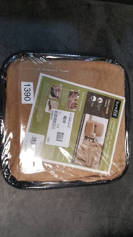 lot 1390 image: Sure Fit Stretch Leather-Look Recliner Slipcover - Camel