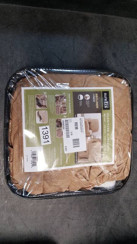 lot 1391 image: Sure Fit Stretch Leather-Look Recliner Slipcover - Camel