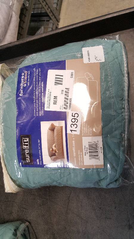 lot 1395 image: Sure Fit Microfiber Nonskid Pet Sofa Cover - Seaglass