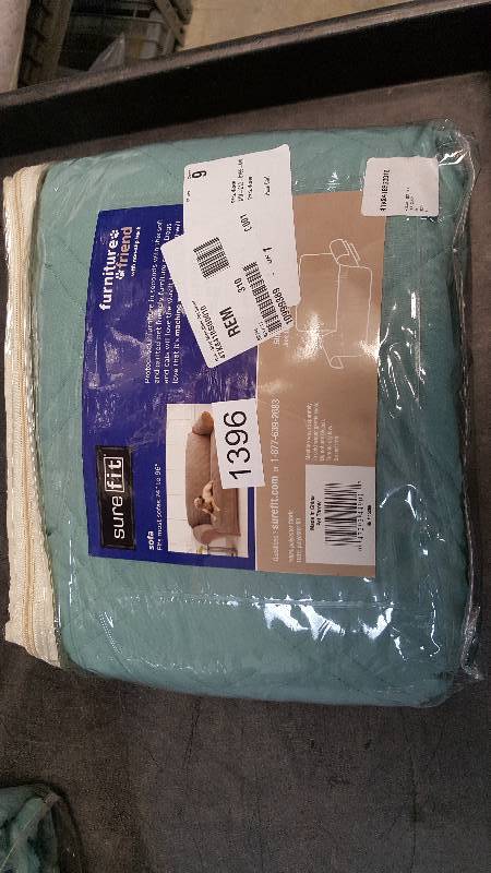 lot 1396 image: Sure Fit Microfiber Nonskid Pet Sofa Cover - Seaglass