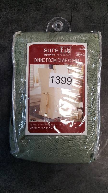 lot 1399 image: Cotton Duck Long Dining Chair Covers - Sage