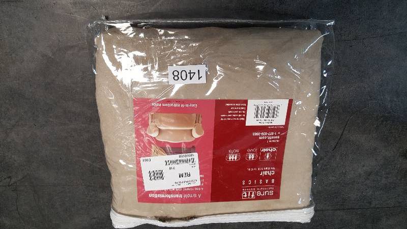 lot 1408 image: Sure Fit Soft Suede Chair Box Cushion Slipcover - Taupe