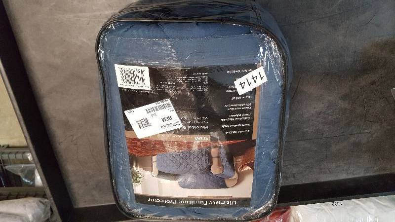 lot 1414 image: Innovative Textile Solutions Microfiber Ultimate Sofa Protector - Slate Blue