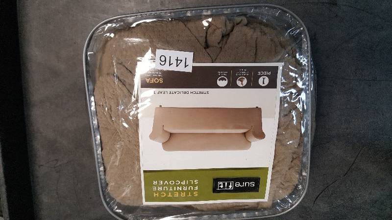 lot 1416 image: Sure Fit Stretch Leaf Sofa Slipcover - Tan