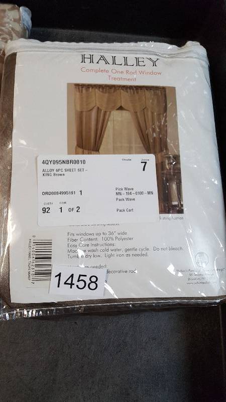 lot 1458 image: McLeland Design Halley 56 x 63 6-Pc. One-Rod Drapery Set - Taupe