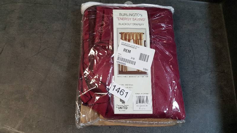lot 1461 image: United Burlington 52 x 63 Blackout 5-Pc. Window Panel Set - Burgundy