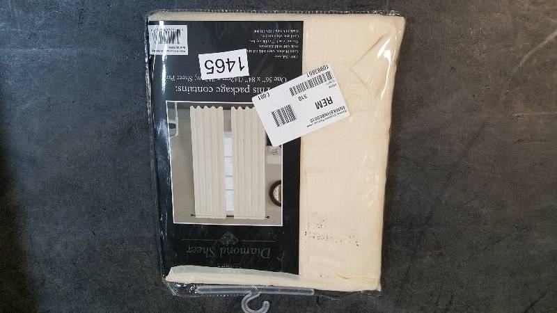 lot 1465 image: Creative Home Ideas Window Elements Diamond Sheer Voile Extra Wide 56 x 84 Window Panel - Beige - Single Panel