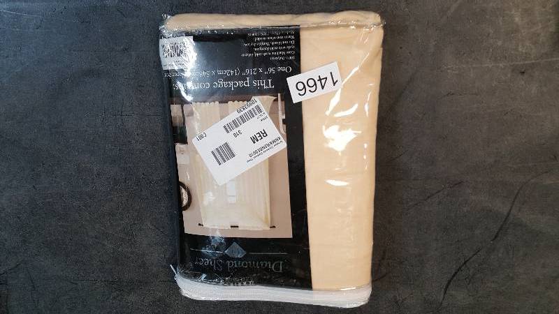 lot 1466 image: Creative Home Ideas Window Elements Diamond Sheer Voile Extra Wide 56 x 216 Window Scarf (Valance Only) - Beige