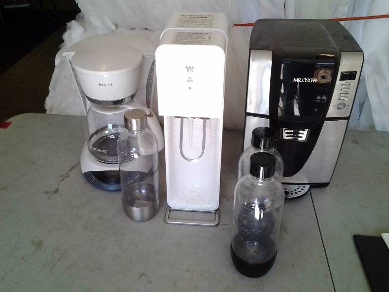 lot 13 image: Soda Stream Machine With Bottles, 2-Mr Coffee Makers