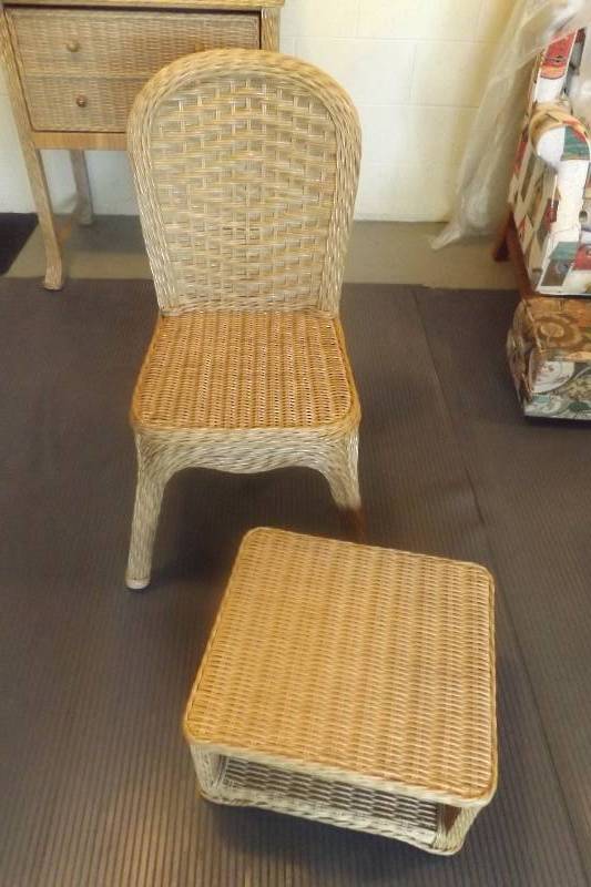 Wicker Chair and Ottoman