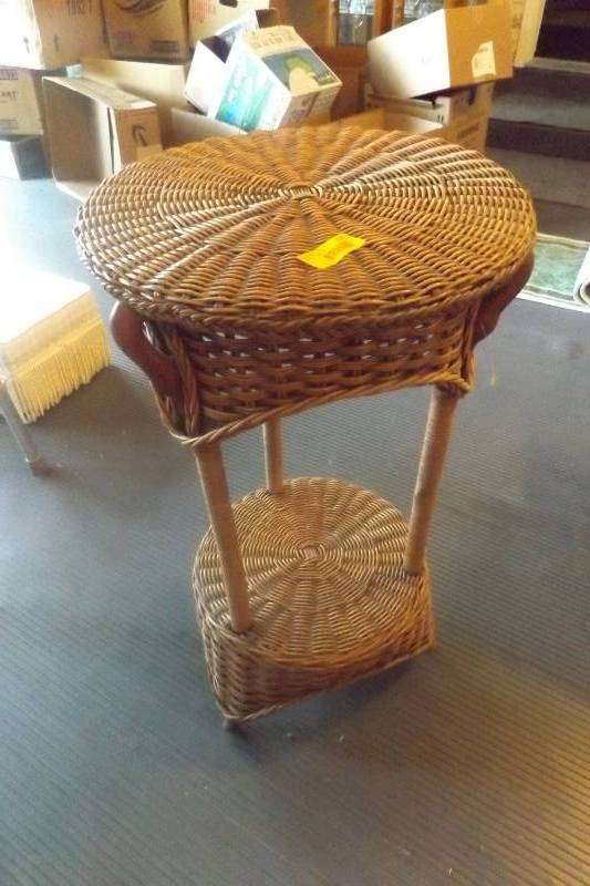 Round Wicker Side Table