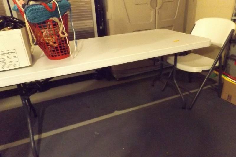 White Folding Table and Chair