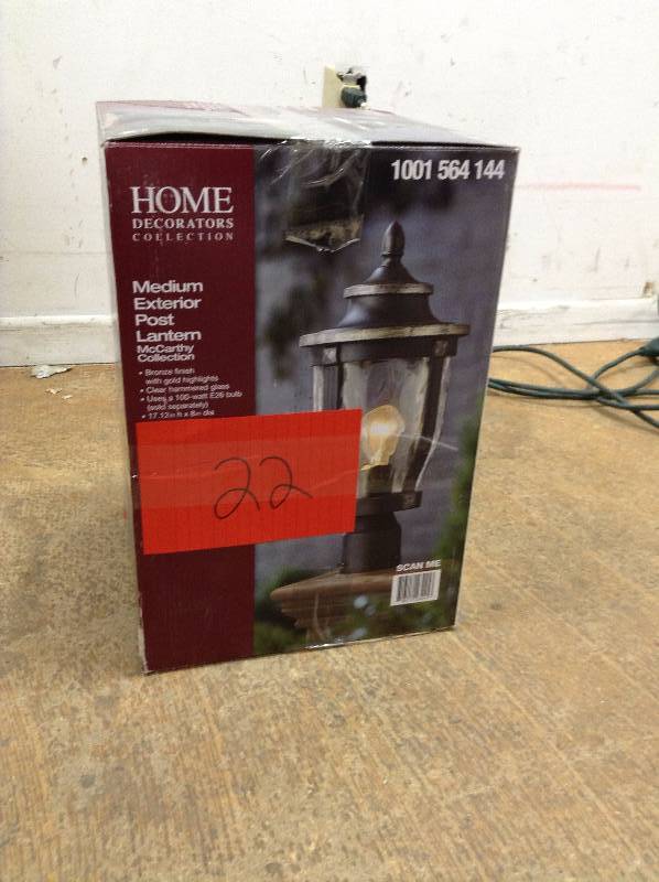 lot 22 image: Home Decorators Medium Exterior Post Lantern