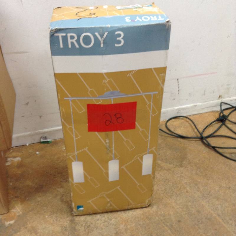 lot 28 image: Eglo Troy 3 light matte nickel hanging island fixture