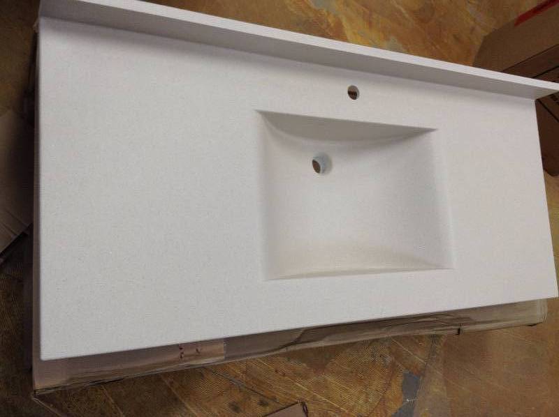 lot 74 image: Swanstone CV02249.051 Tahiti Sand Contour One Piece Vanity Top and Sink 49 Wide