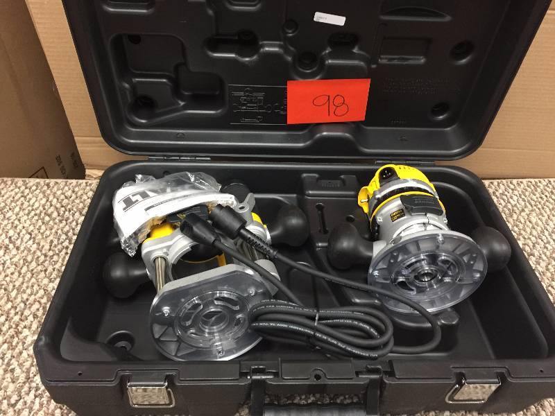lot 98 image: Dewalt DW616PK 1 34 HP FIXED BASE AND PLUNGE ROUTER