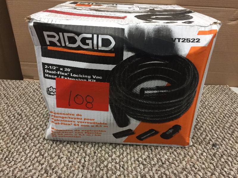 lot 108 image: RIDGID 2-12 in. x 20 ft. Tug-A-Long Vacuum Hose for RIDGID Wet Dry Vacs-VT2522