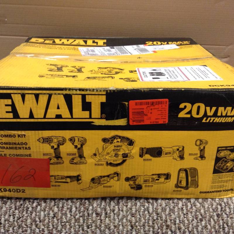 lot 162 image: DeWalt 20V Max Cordless Lithium-Ion 9-Tool Combo Kit open box not used