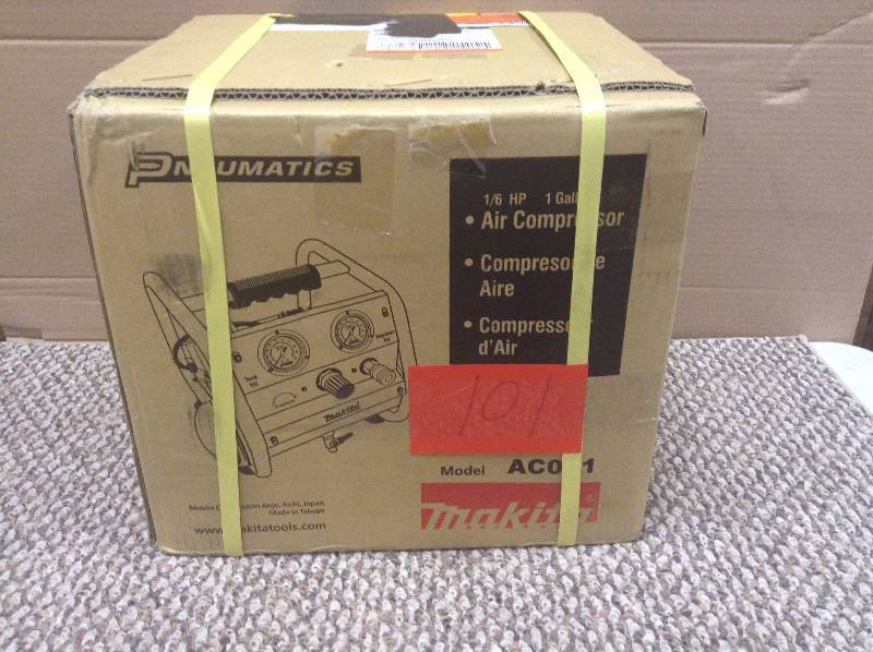 lot 101 image: Makita 0.6 HP 1 Gallon OilFree Compact Air Compressor AC001 New