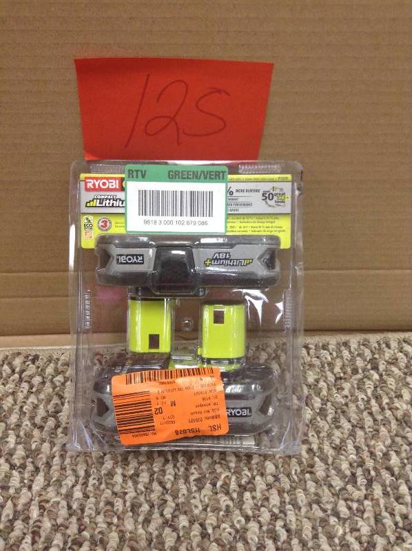 lot 125 image: Ryobi P109 18V Lithium Ion Compact Batteries Two Pack of P107