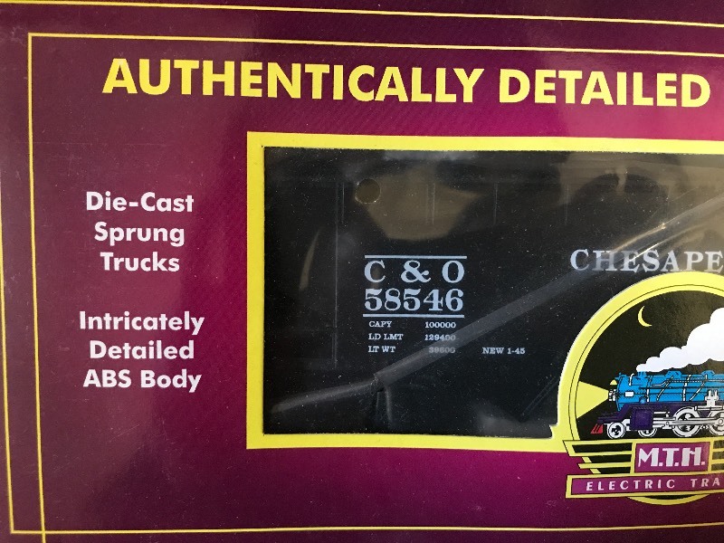 lot 172 image: MTH CHESAPEAKE & OHIO 2 BAY OFFSET HOPPER W COAL LOAD