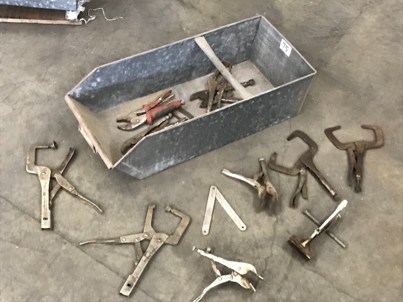 lot 75 image: Bin Of Assorted Vise Grip Clamps