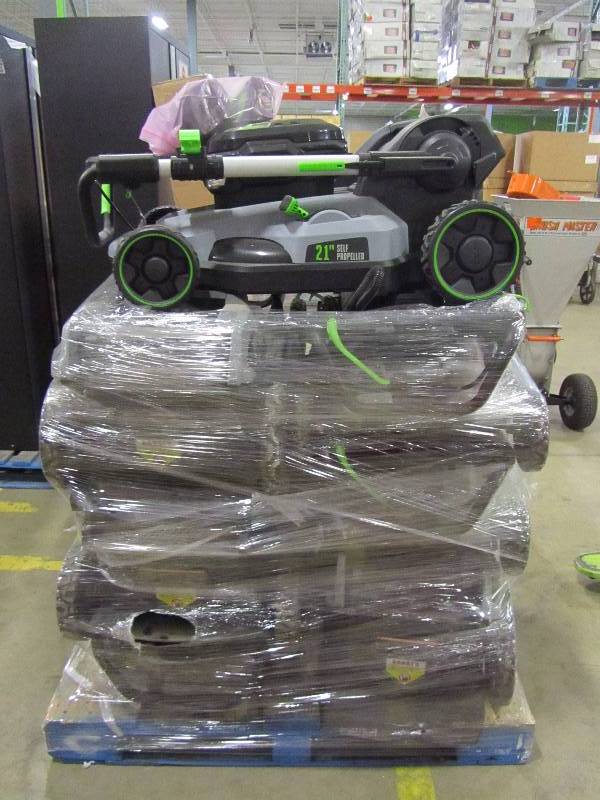 Pallet of 11 EGO Battery powered lawn mowers