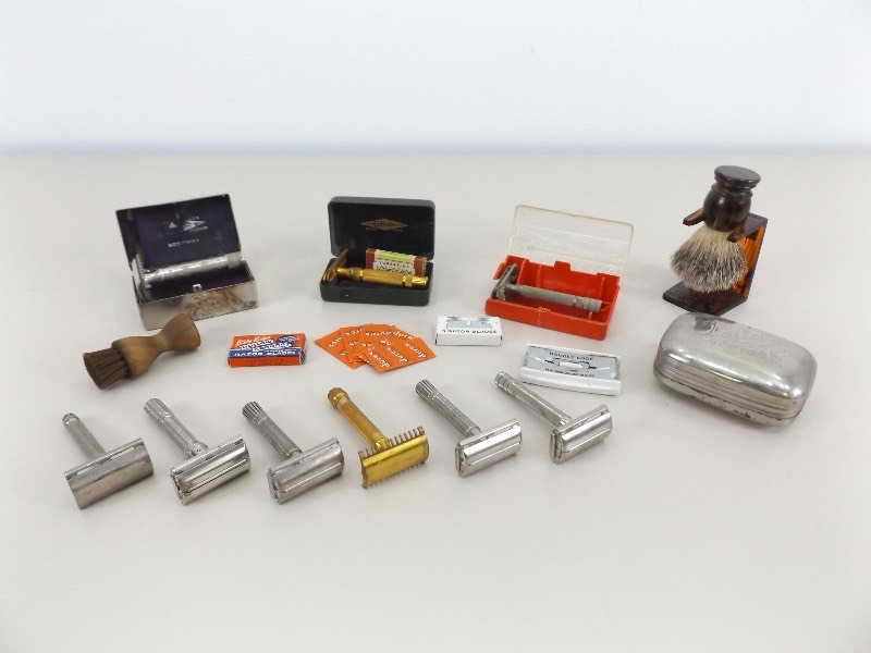 Large Lot of Vintage Gillette etc. Shaving Items