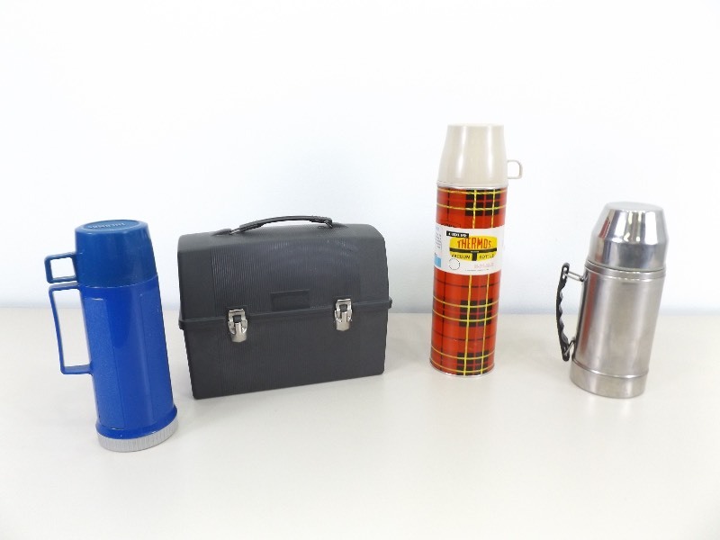 Lot of Vintage Thermos, etc. Lunchbox and Bottles
