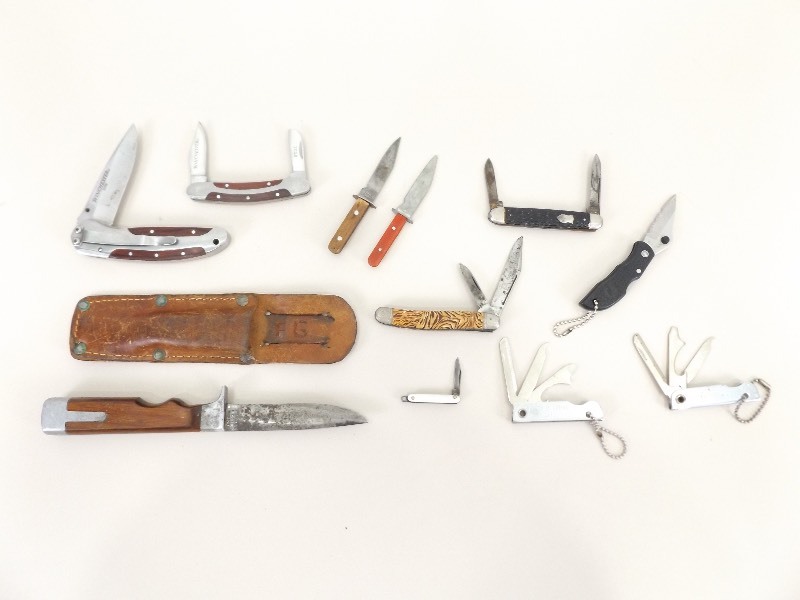 Lot of Pocket and Fixed-Blade Knives