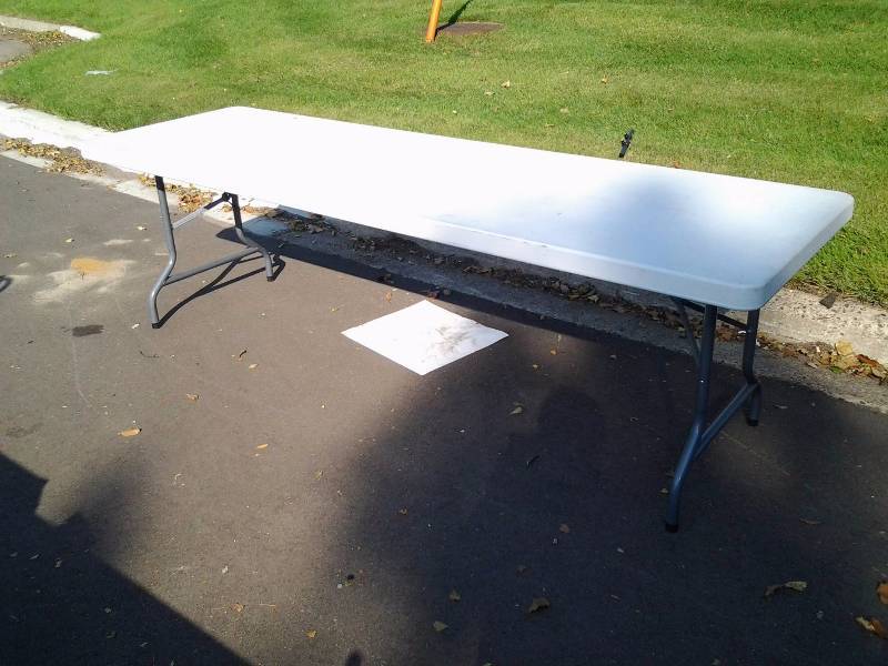 lot 50 image: White 8 Foot Folding Banquet Table